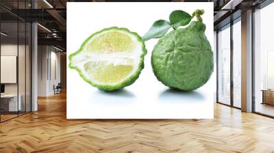 Bergamot[Kaffir lime] isolate on whit background Wall mural